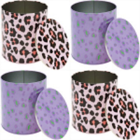 Storage tin with lid - leopard print