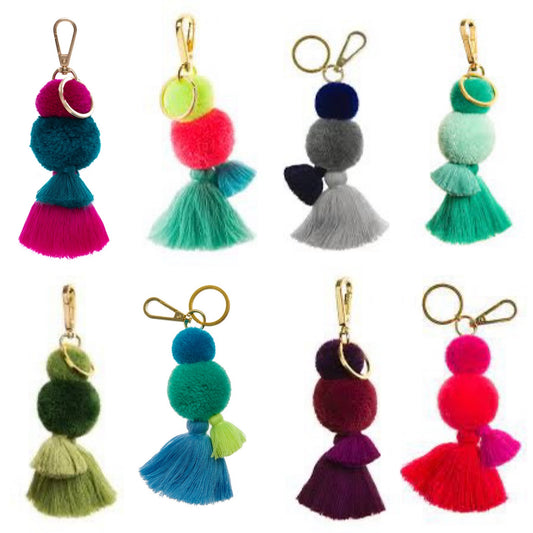 Pompom and tassel keyring