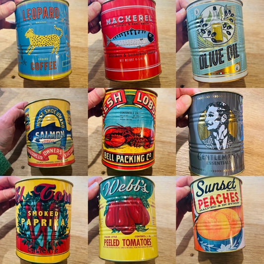 Large metal storage tin