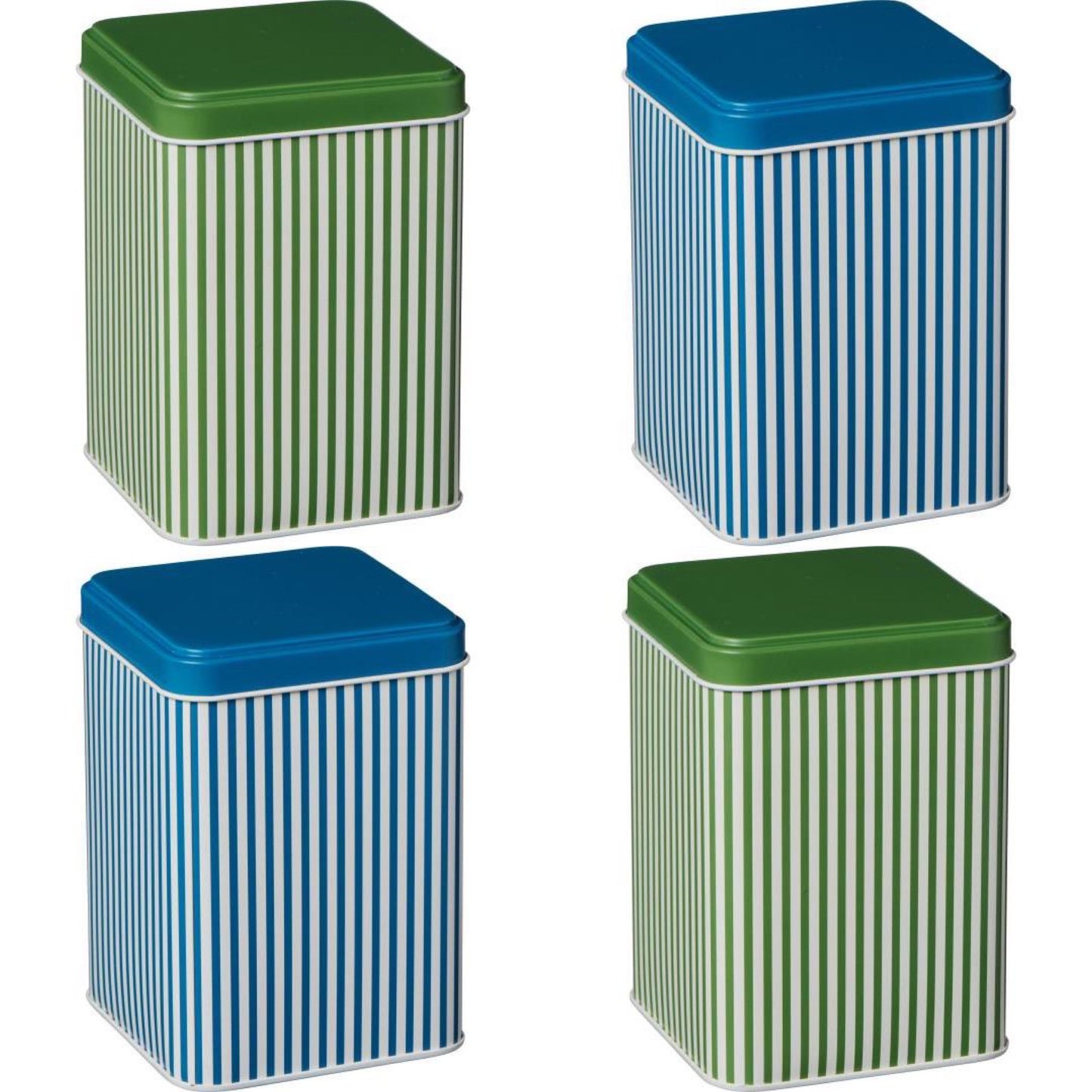 Small stripy tin canister with lid