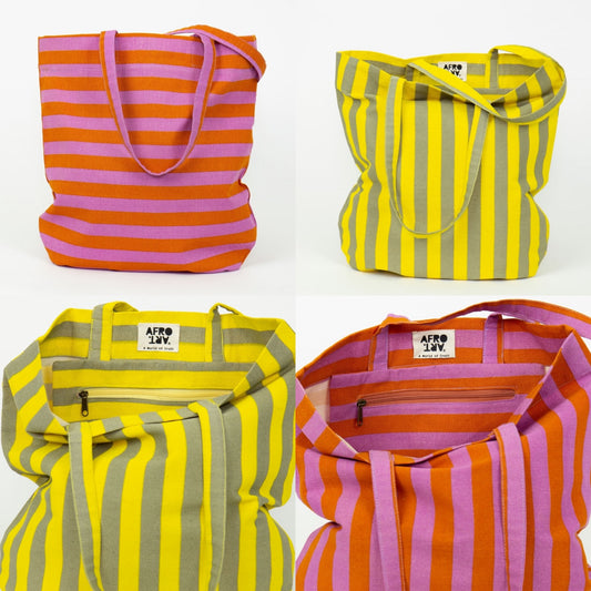 Stripy tote bag