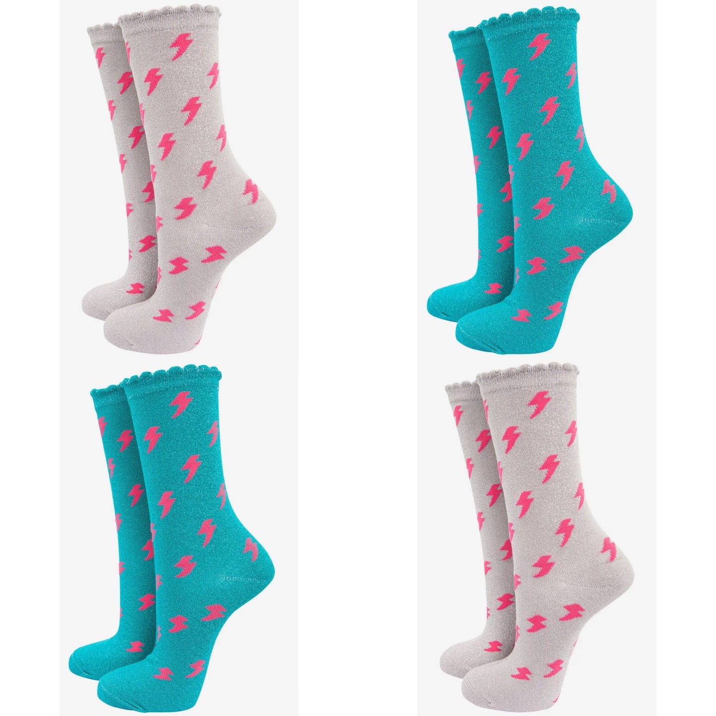 Lightning bolt glitter socks