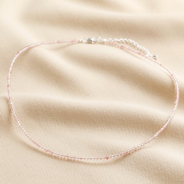 Rose quartz fine beaded necklace