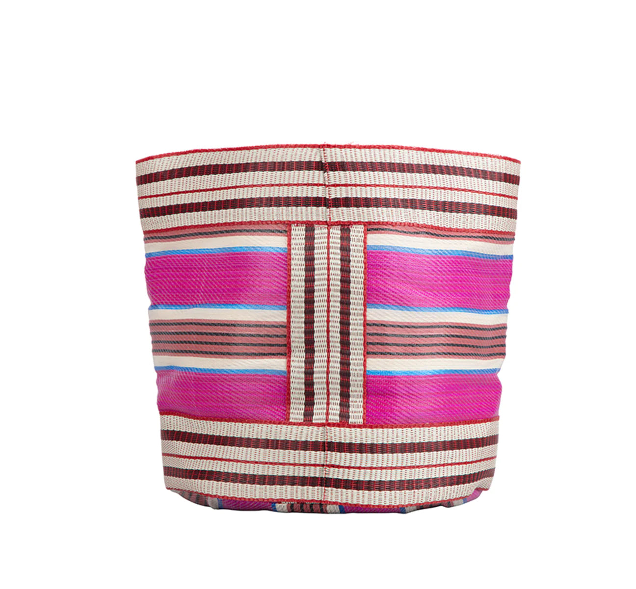 Stripy plant pot cover - large pinks