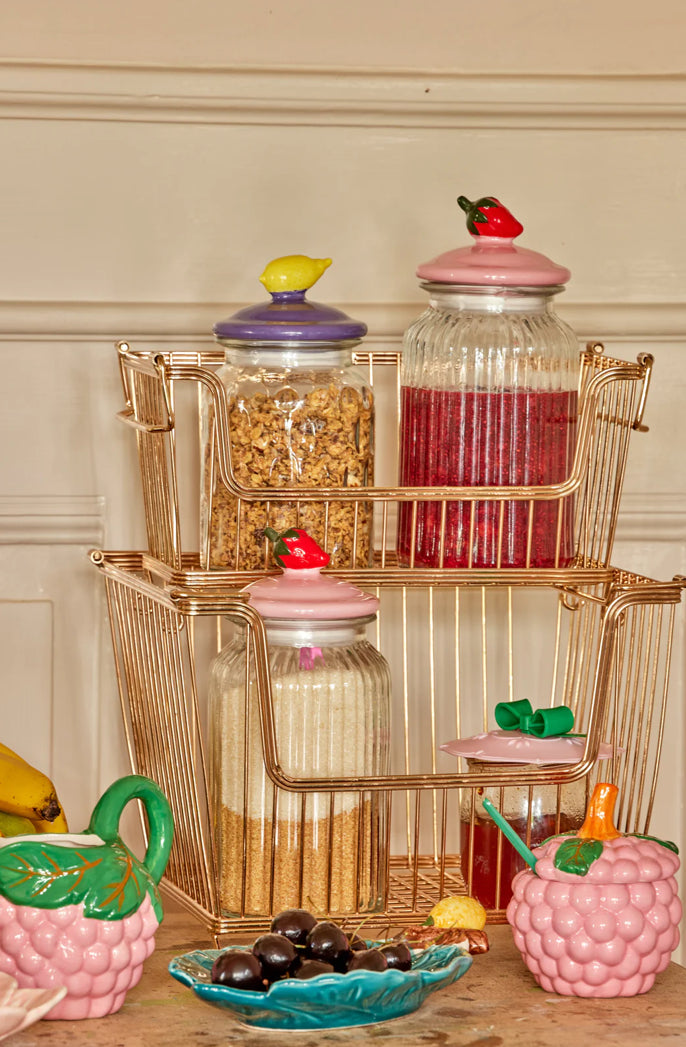 Pink ceramic sugar pot