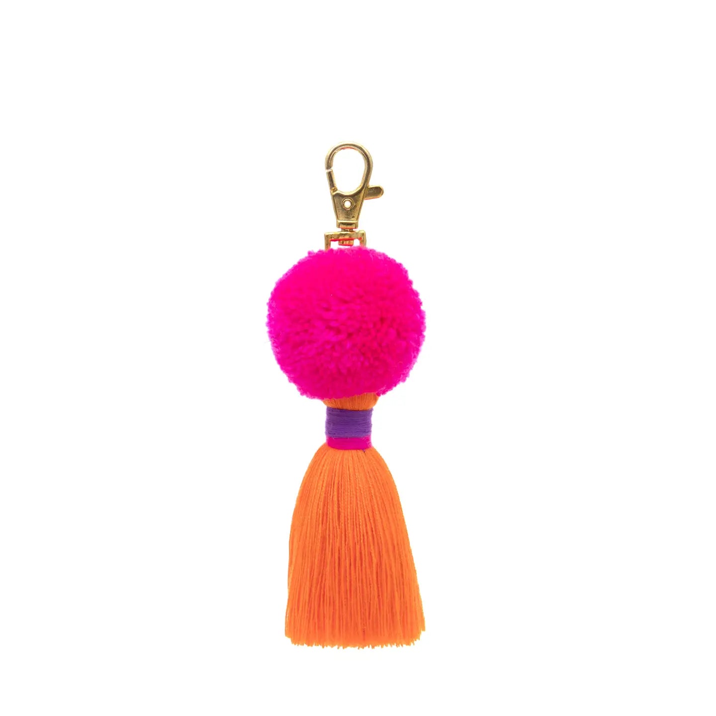 Pompom and tassel bag charm