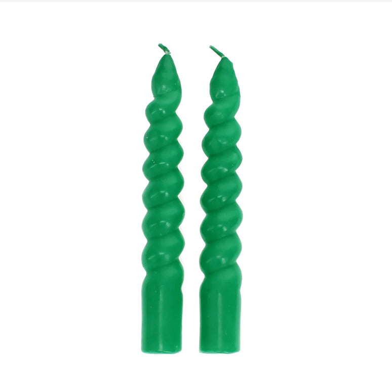 Pair of chunky twisted candles