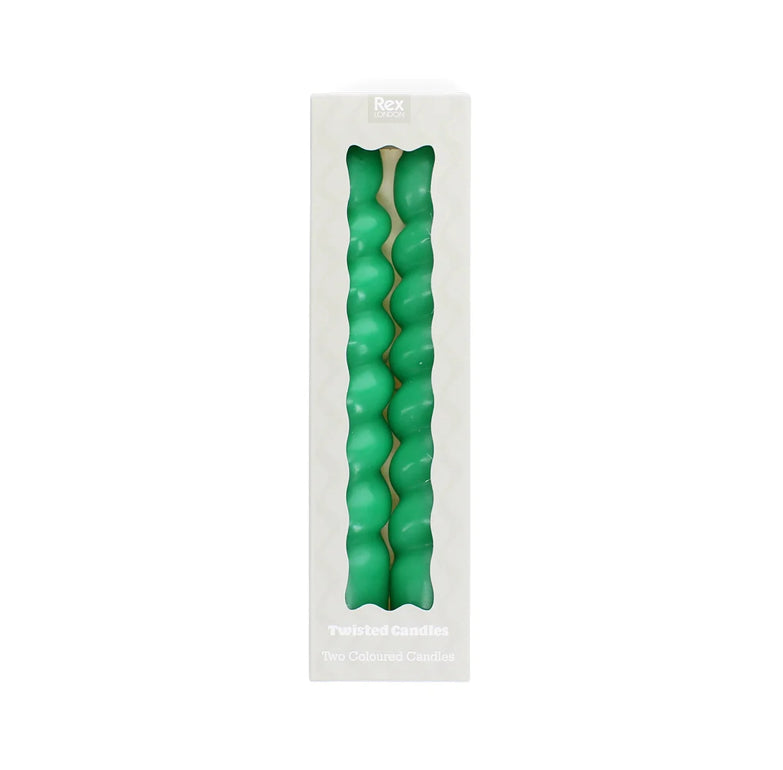 Pair of chunky twisted candles
