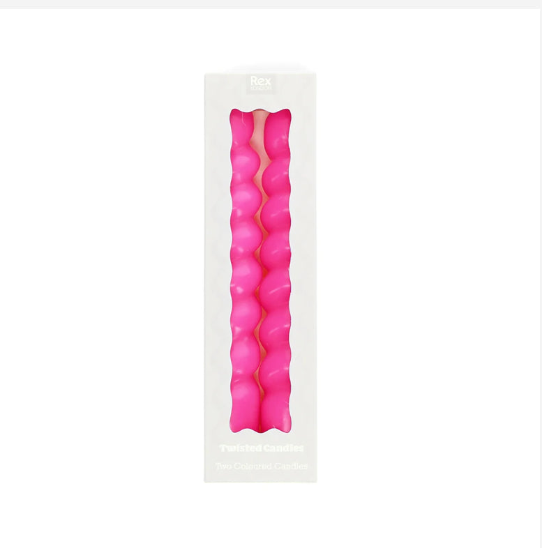 Pair of chunky twisted candles