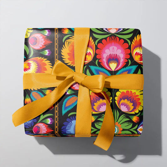 Folk art gift wrap