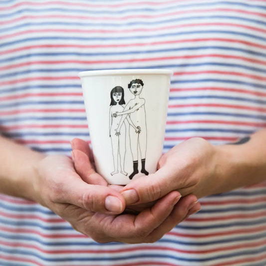 Naked couple front ceramic cup