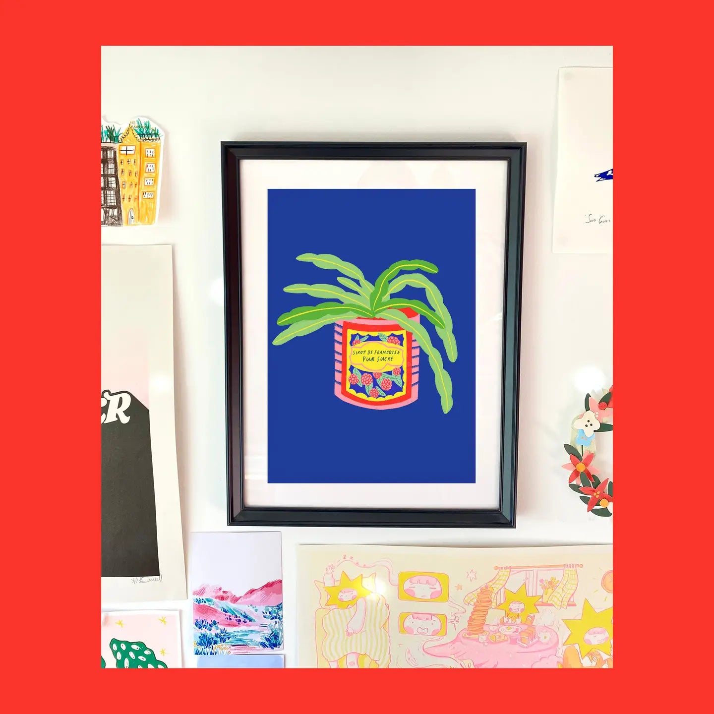 A4 cacti and framboise print
