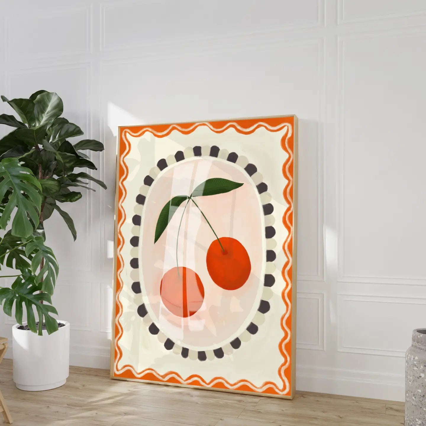 Cherries with red border A4 print