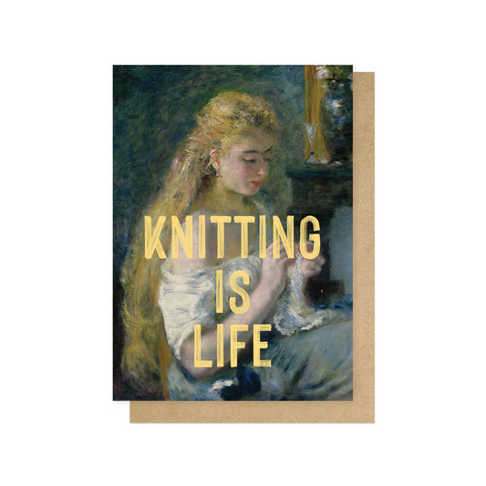 Knitting is life greetings card