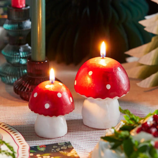 Red toadstool candle - small