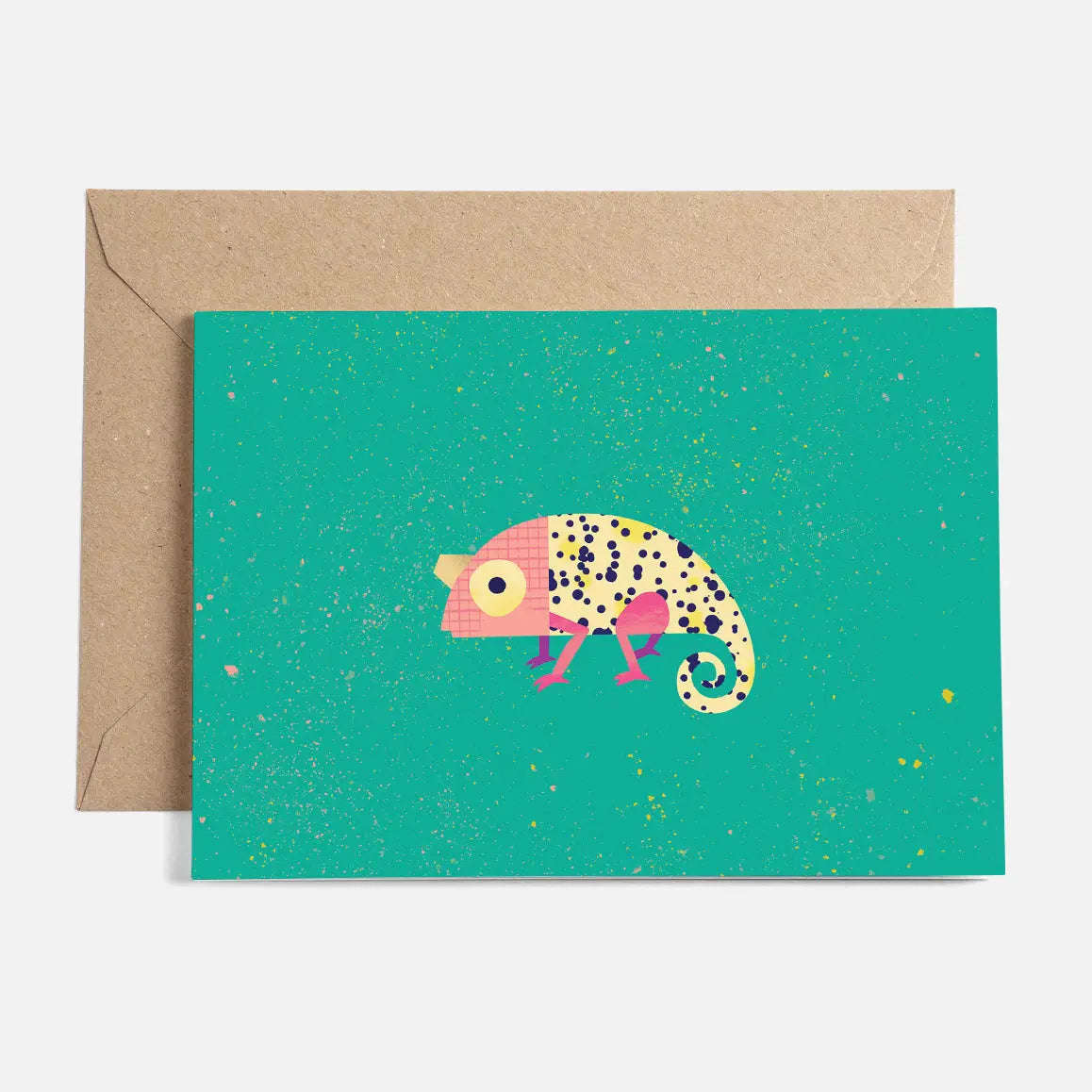 Tiny chameleon greetings card