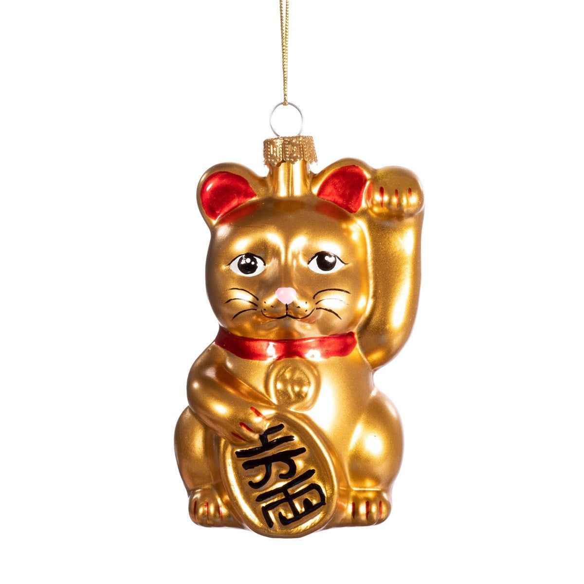 Gold lucky cat bauble