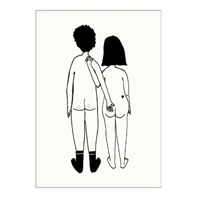 Naked couple back A4 print