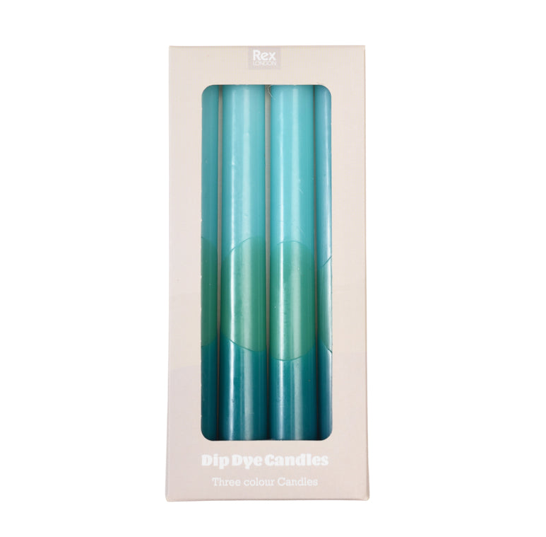 Dip dye candles - blue and green