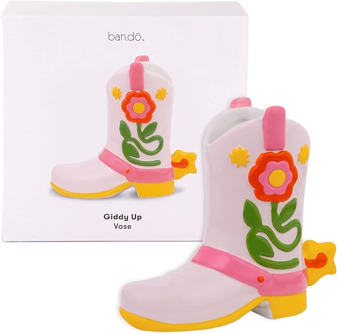 Cowboy boot ceramic vase