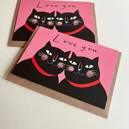 Love you black cats greetings card