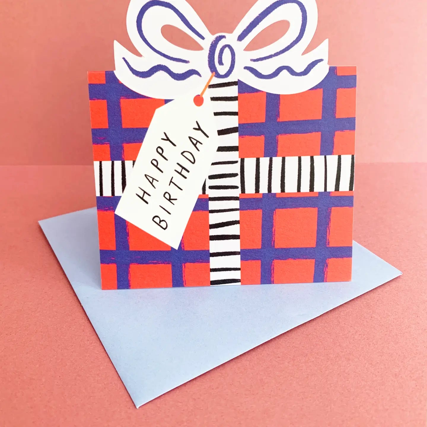 Birthday present shaped greetings card