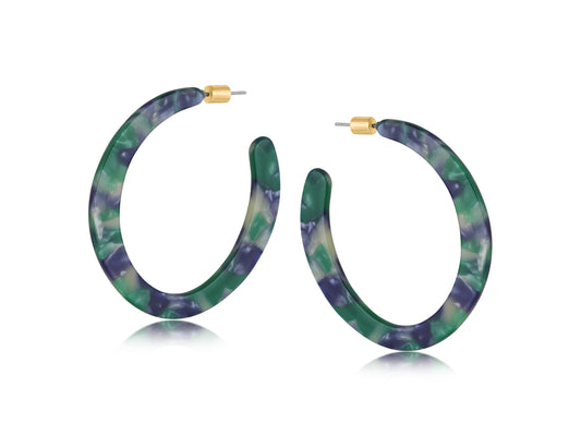 Large resin hoop earrings (flat and oval) - Hortense