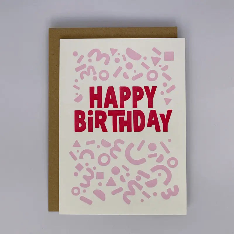Happy birthday shapes letterpress card