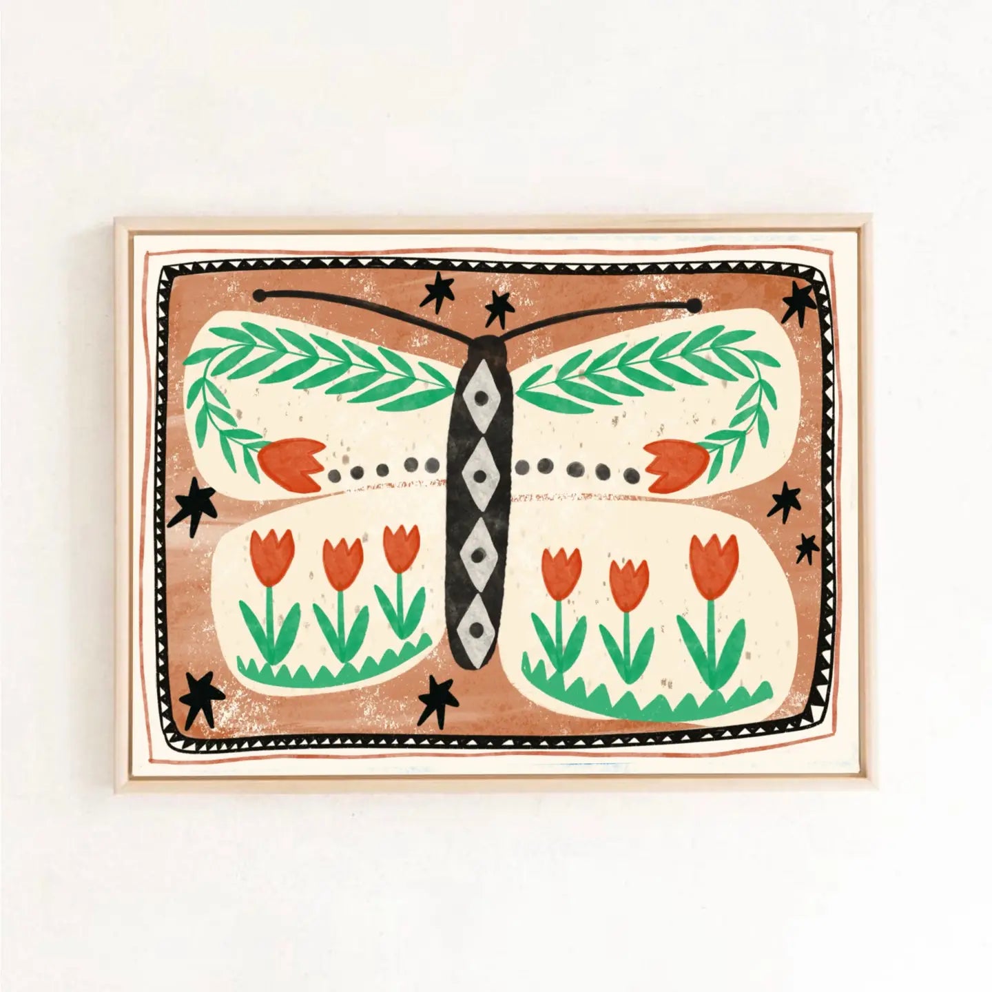 Folk butterfly A4 print