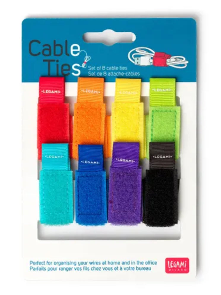 Set of 8 colourful cable ties
