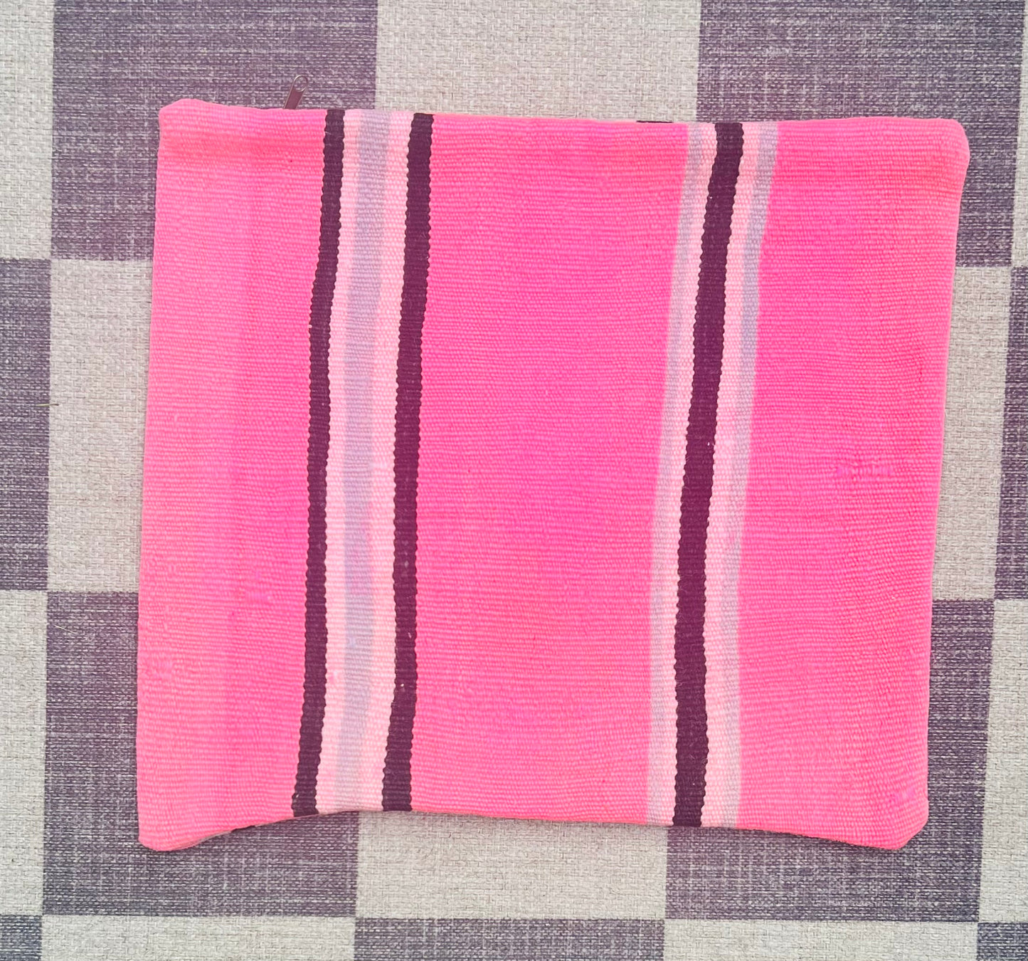 Pink with black stripe cushion