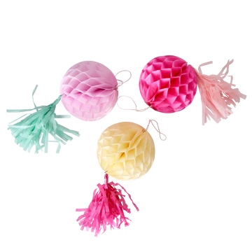 Pack of 3 honeycomb ball decorations
