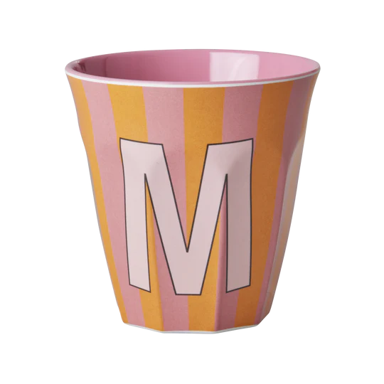 Stripy alphabet melamine cups