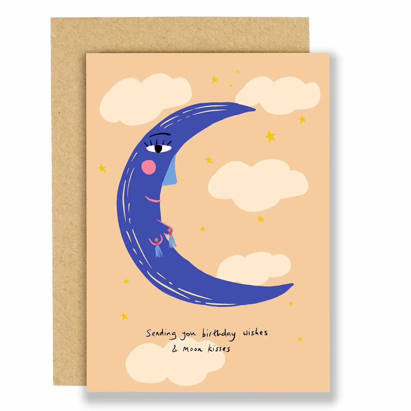 Moon kisses birthday card