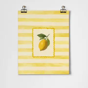 Yellow stripy lemons fine art print A3