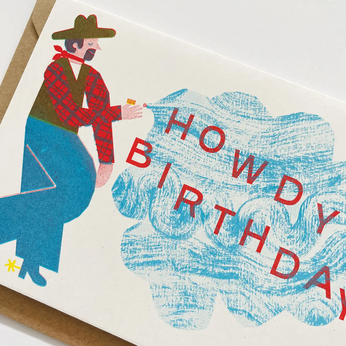 Howdy cowboy birthday riso card