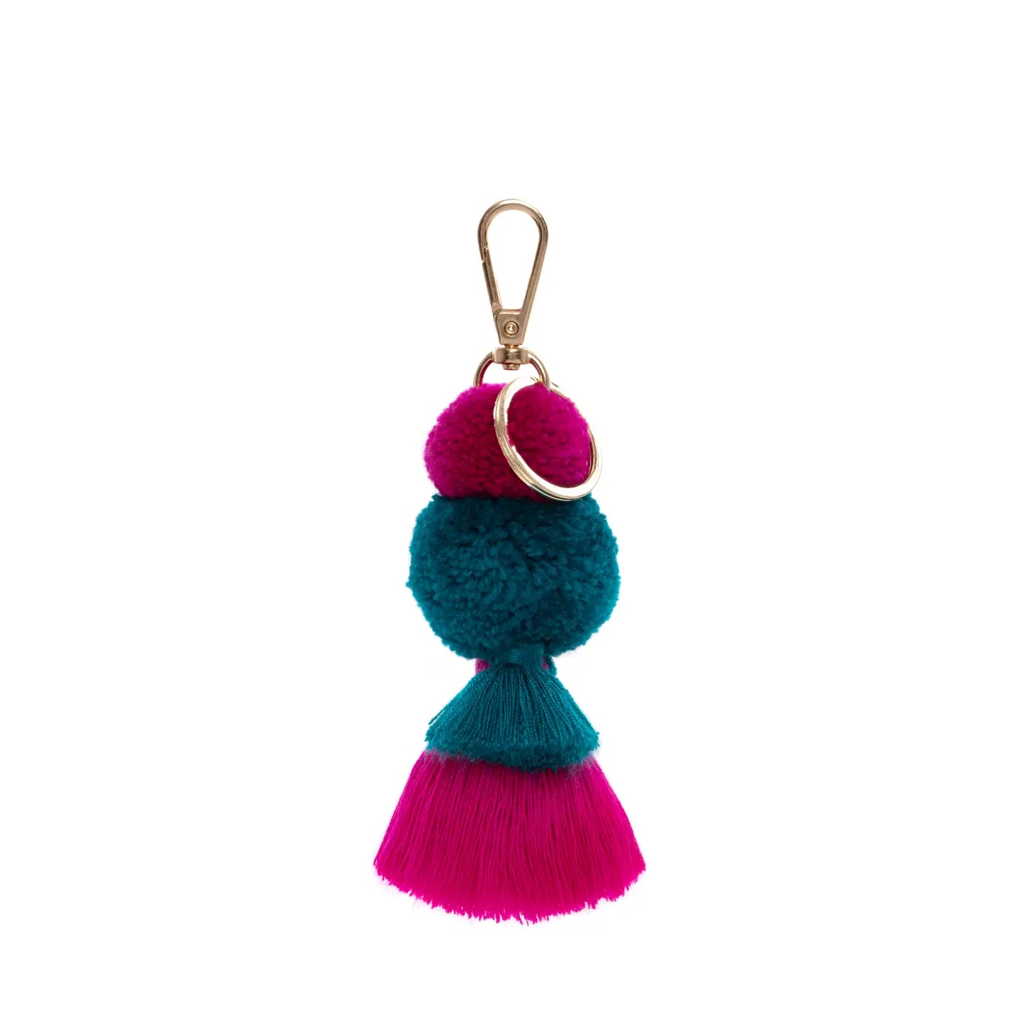 Pompom and tassel keyring