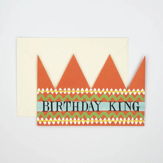 Birthday king party hat card