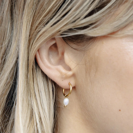 Gold pearl drop earrings