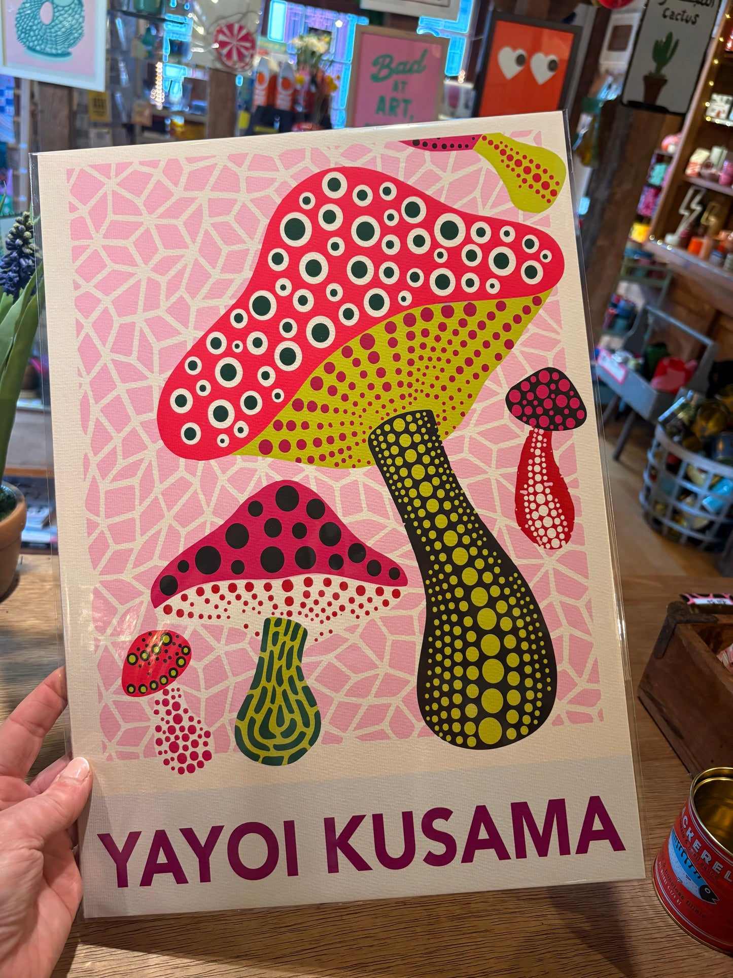 Yayoi Kusama Pink mushroom A3 print