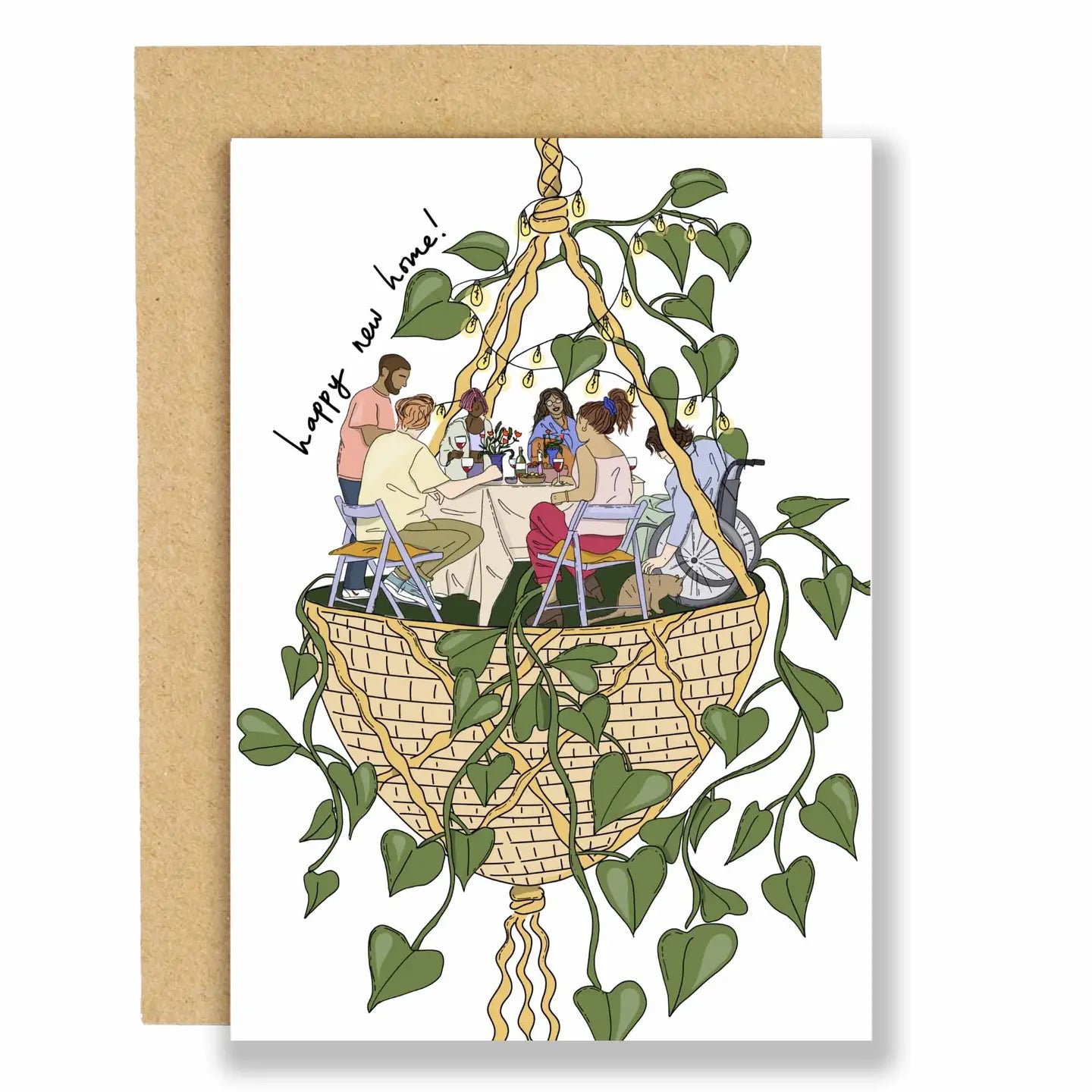 Happy new home hanging plant card