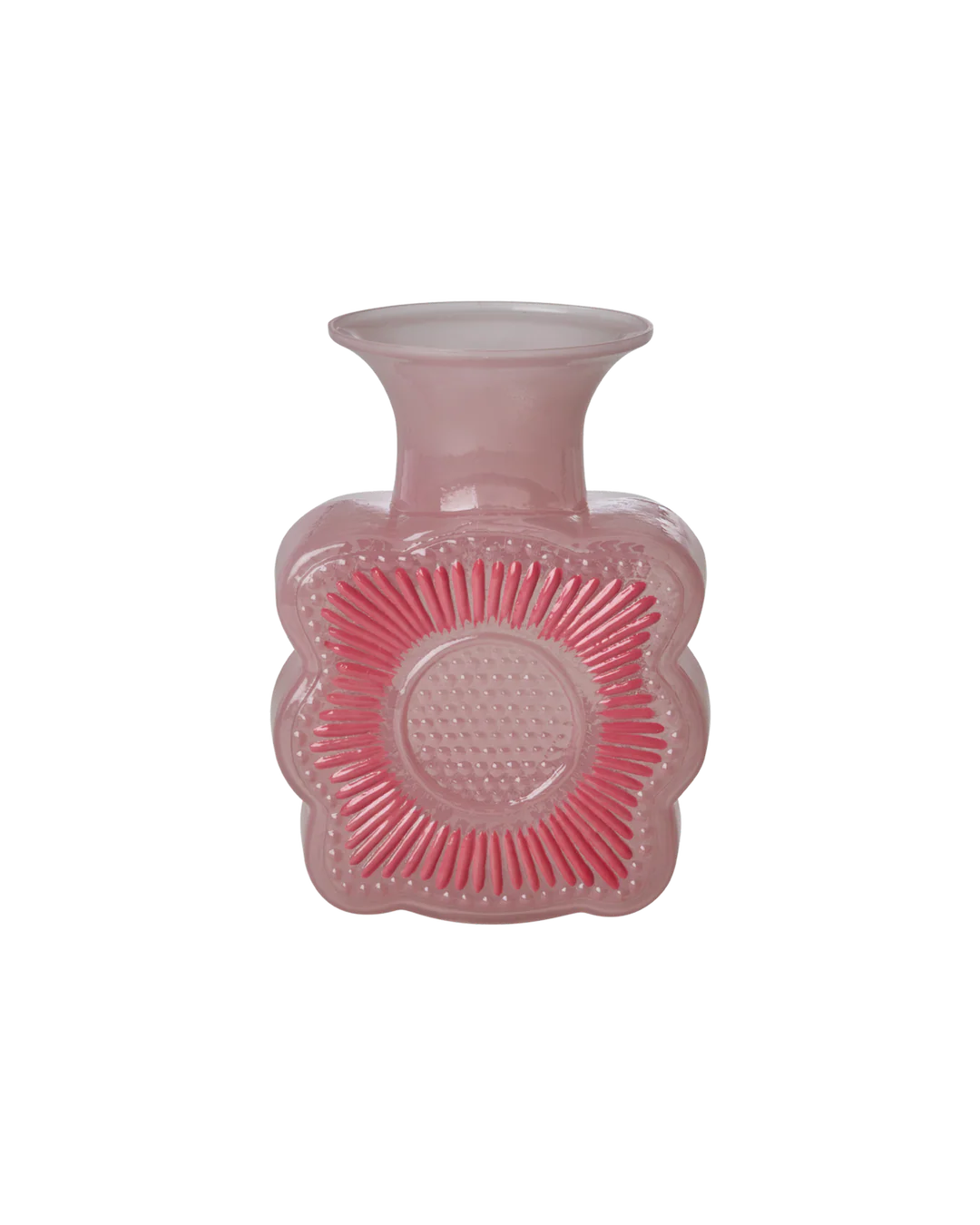 Glass vase with flower design - pink