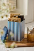 Small stripy tin canister with lid