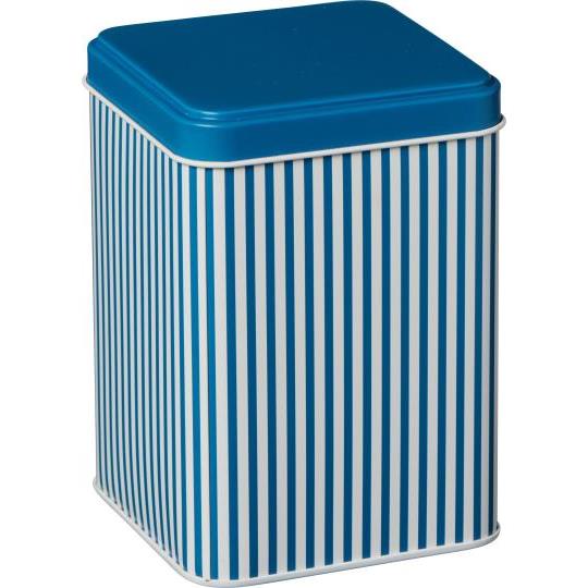 Small stripy tin canister with lid