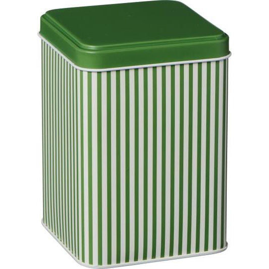 Small stripy tin canister with lid
