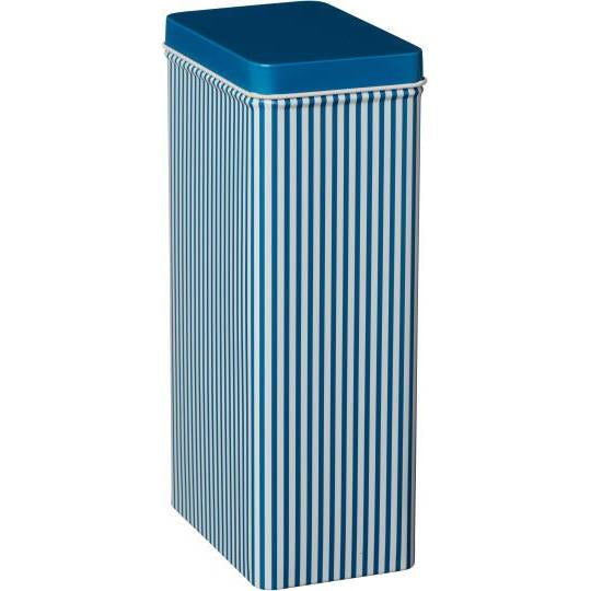 Tall stripy tin canister