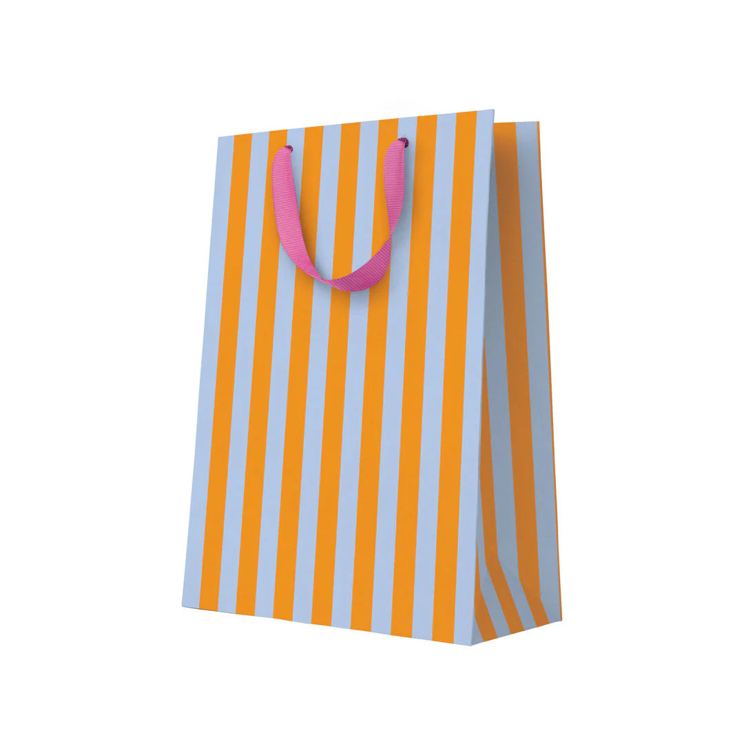 Large stripy gift bag - blue and orange