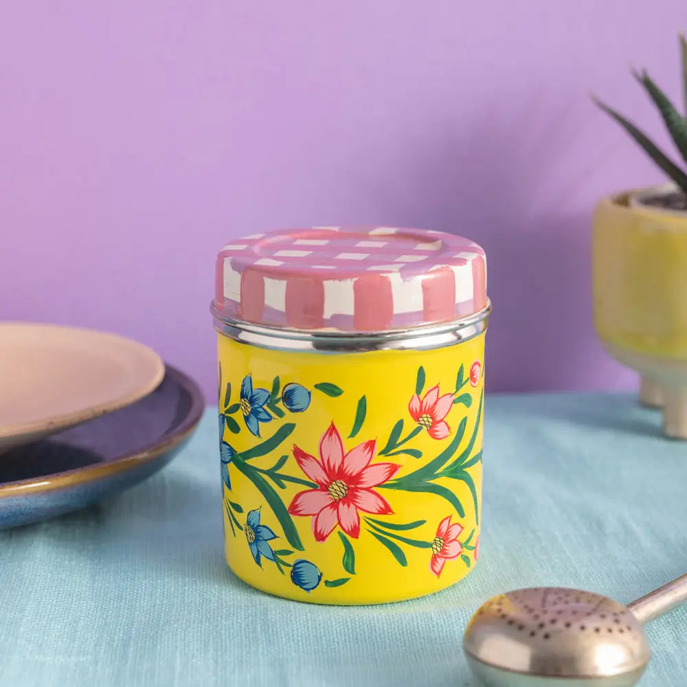Painted tin with lid