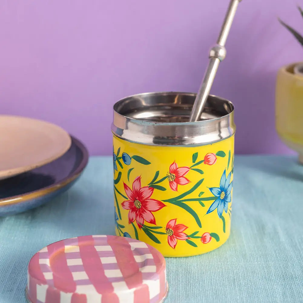 Painted tin with lid