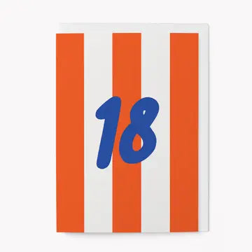 Stripy number birthday cards 11-18